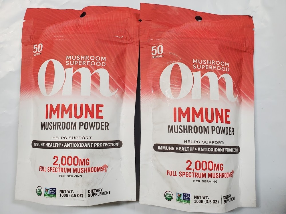 Om Mushroom Organic Immune Mushroom Powder, 100 G (3.5 Oz), (Pack of 2)