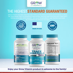Multi Mineral Supplement | 100 TABLETS | Iron Free | Non-GMO | by GROW VITAMIN