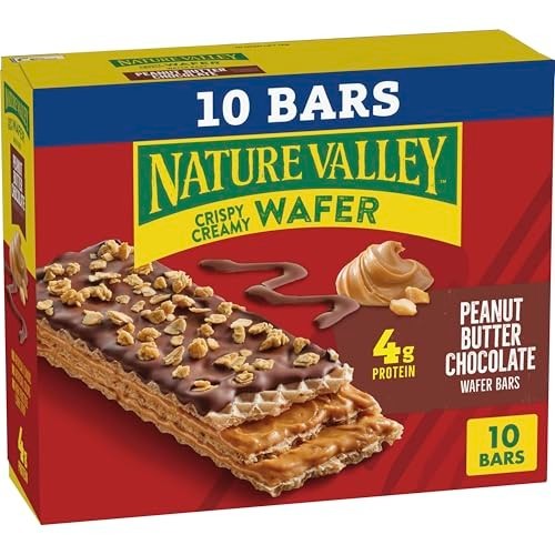 Nature Valley Crispy Creamy Wafer Bars, Peanut Butter Chocolate, 10 Bars, 13 oz
