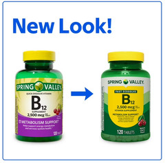 (2 PACK )Spring Valley Vitamin B12 Quick Tablets Sdpplement 2500 Mcg Cherry 120*