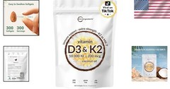 Easy-to-Swallow Coconut Oil Softgels: 2-in-1 D3 10,000 IU & K2 200 mcg Nutrition