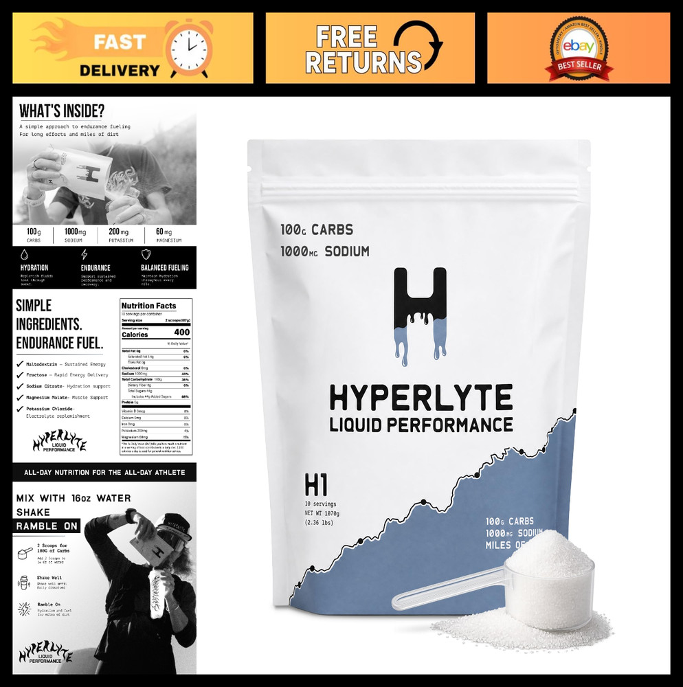 Electrolyte Drink Mix – 1000mg Sodium, 100g Carbs for Runners & Cyclists – Hydra