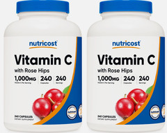 2 PACK – Nutricost Vitamin C with Rose Hips 1025mg, 240 Capsules Per Bottle