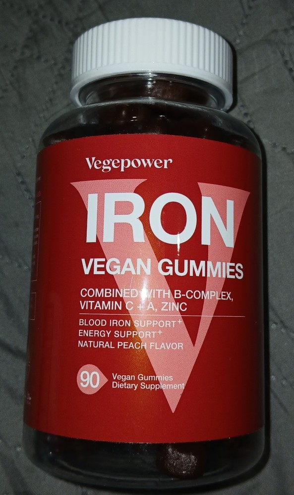 Vegan Iron Gummies Supplement – with Vitamin C, A, B-Complex, Folate, Zinc fo…