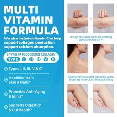 Multi Collagen Type I, II, III, V, X with Hyaluronic Acid Vitamin C Joint Health
