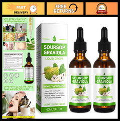 Soursop Graviola Liquid Drops – 2 Pack, Natural Extract for Immunity & Liver Sup