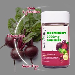 Nature’s Key 2000mg Beetroot Gummies– Heart Health, Blood Circulation Support
