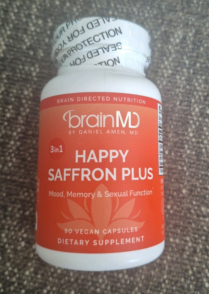 BrainMD Happy Saffron Plus Vegan Capsules Mood Memory Sexual Function 90 ct