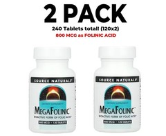 Source Naturals, 2 PACK, MegaFolinic 800 mcg Folinic Acid, 120 Tablets each