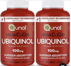 Ubiquinol CoQ10 100mg Softgels, Qunol Mega 120 X 2= 240 Exp 2028