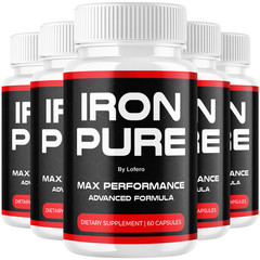 (5 Pack) Iron Pure Capsules Male Performance, Boost Confidence Stamina (300 Ct)