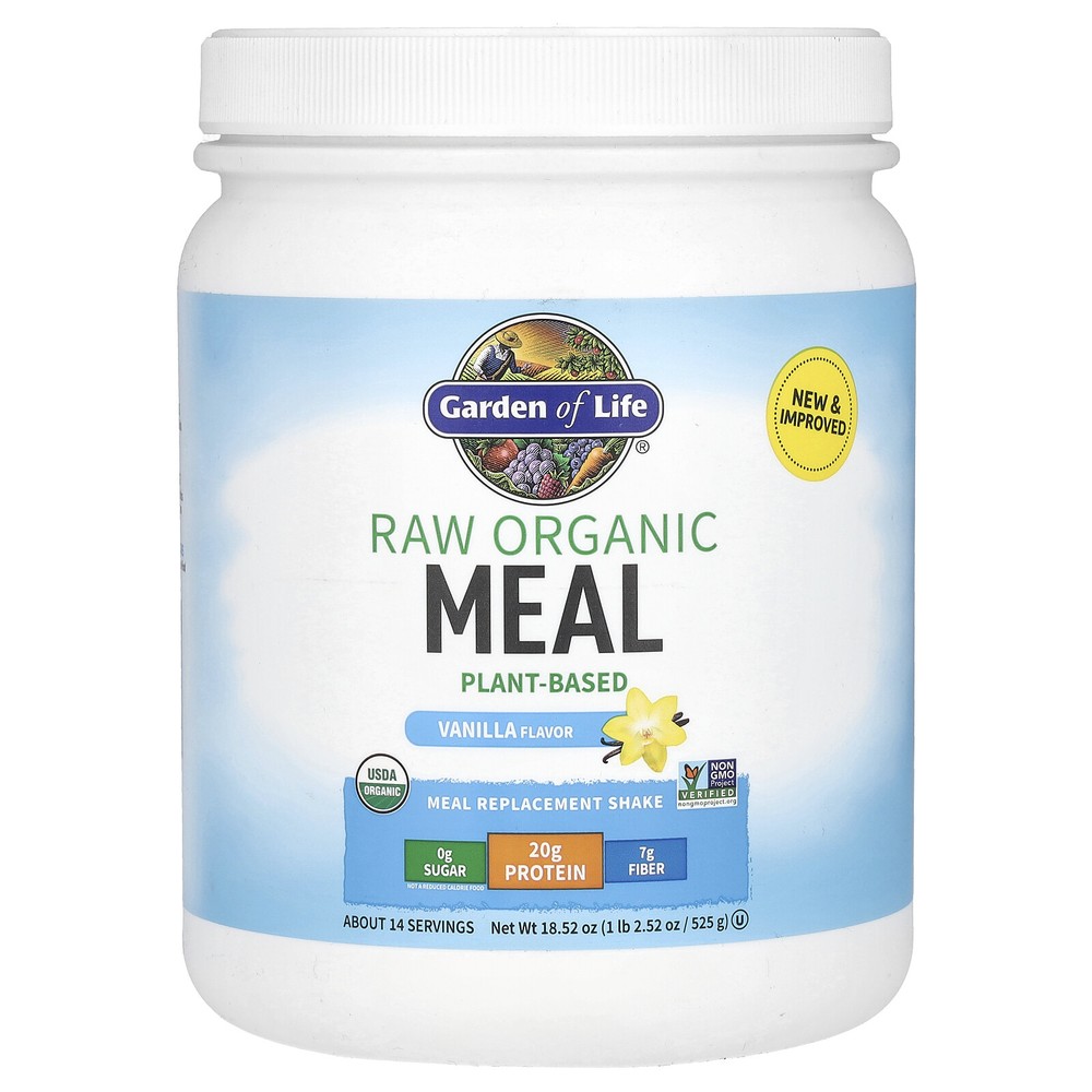 RAW Organic, Meal Replacement Shake, Vanilla, 1 lb 2.52 oz (525 g)