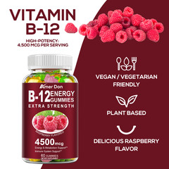 Vitamin B12 Gummies 4500mcg Support for Energy, Memory, Focus, Brain Health