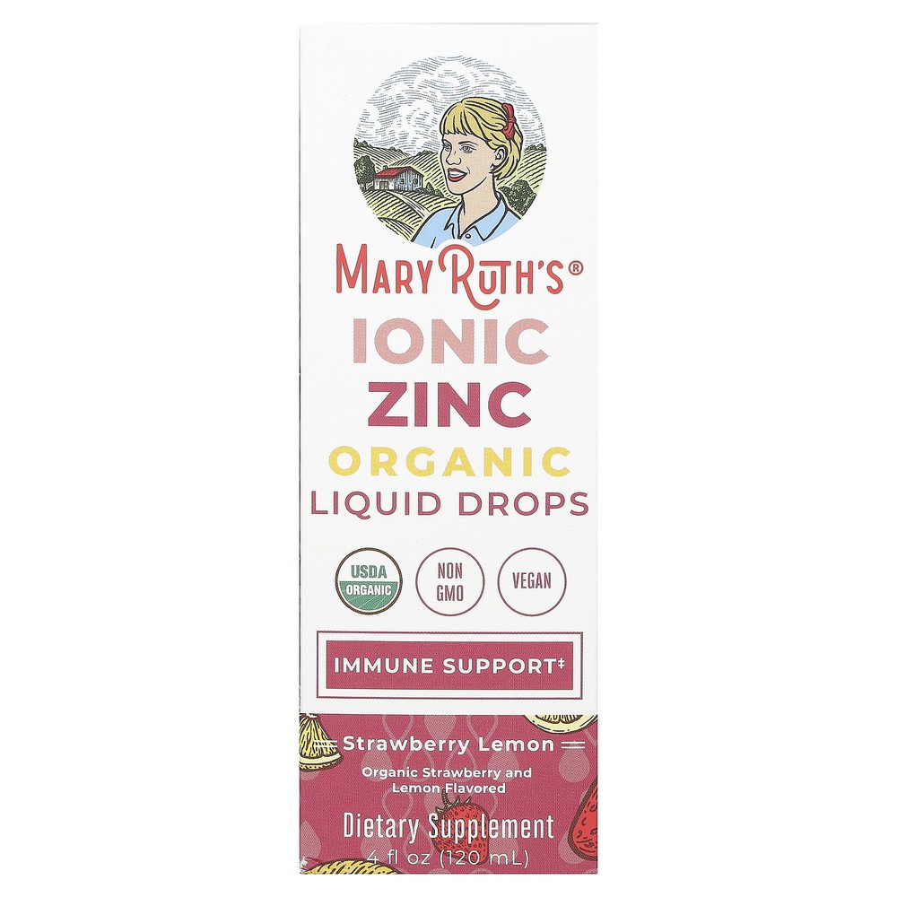 Organic Ionic Zinc Liquid Drops, Strawberry Lemon, 3 mg, 4 fl oz (120 ml)