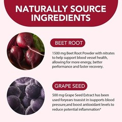 Salate Beet Root Capsules Plus with Grape Seed Extract- Nitric Oxide Production