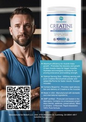 Creatine Monohydrate Powder 5000mg – Lean Muscle Growth, Recovery, Vegan, 60 Ser