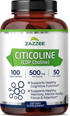 Extra Strength Citicoline, 500 mg per Serving, 100 Capsules, Superior CDP Ch…