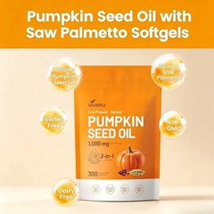 2 PACK Vivonu Cold Pressed Pumpkin Seed Oil, 1000mg,300 Softgels, Free Shipping!