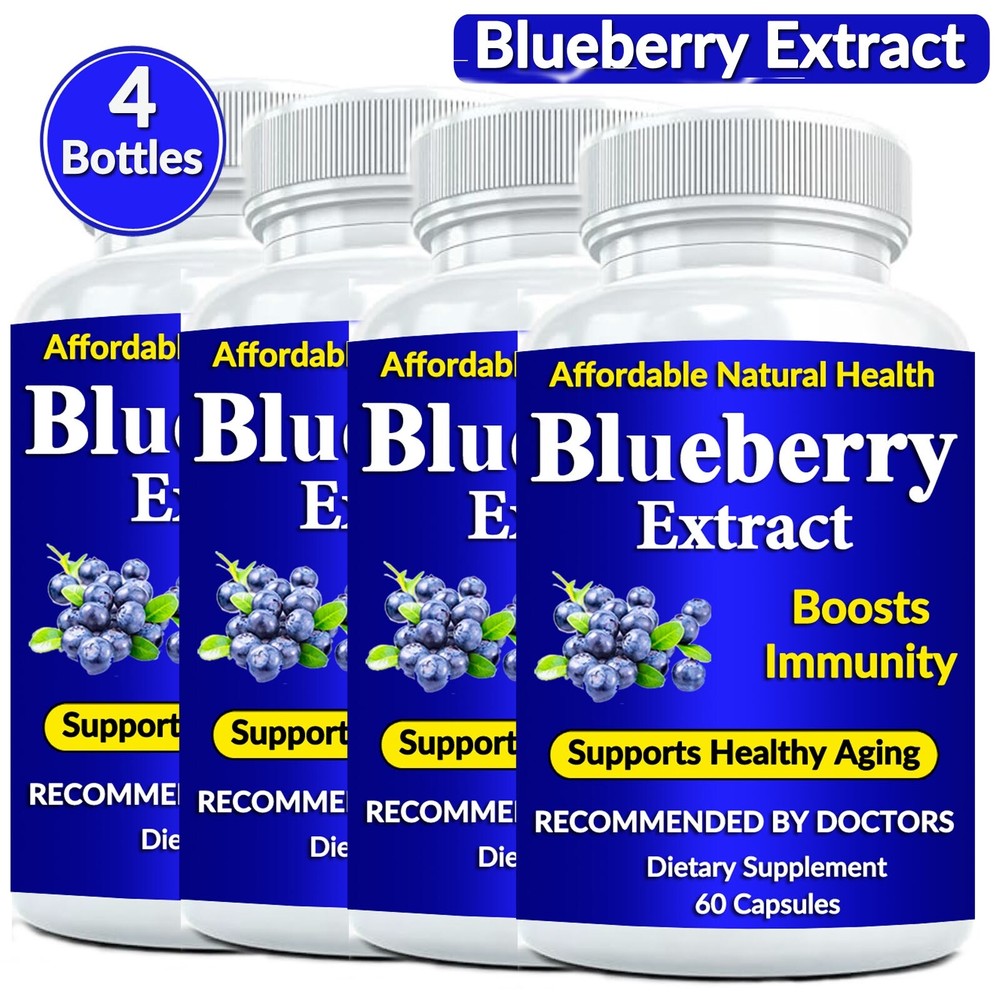 Wild Blueberry Extract Whole Fruit 240 Diet 1000 mg Capsules 10,000 mg Strength