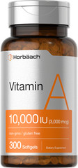 Vitamin A 10000 IU | 300 Softgels | Premium Non-GMO, Gluten Free | by Horbaach