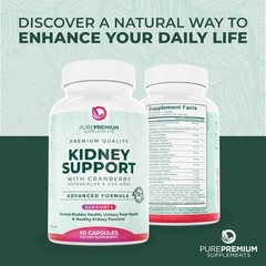 PurePremium Kidney Support Supplement – Cleanse 60 Count (Pack of 1)