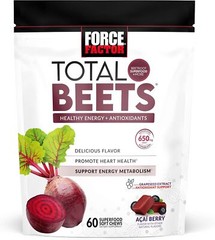 Force Factor Total Beets Soft Chews with Beetroot, 60 Count (Pack of 1)