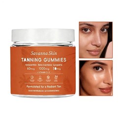 & Skin Tanning Gummies, includes Vitamin C Savanna E, Astaxanthin, Beta Carotene