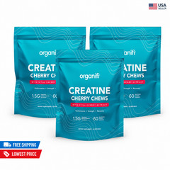 Organifi Creatine Cherry Chews 3 Pack | 180 Gummies | 1.5g Creatine per Chew