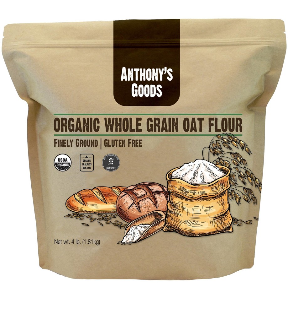Anthony’s Organic Whole Grain Oat Flour, 4 lb, Gluten Free, Non GMO, Non Irra…