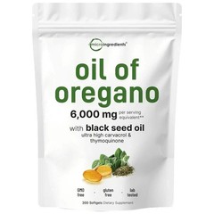 Pack 2 Oil of Oregano 6000mg with Black Seed Oil – 300 Softgels 2 in 1 Immune