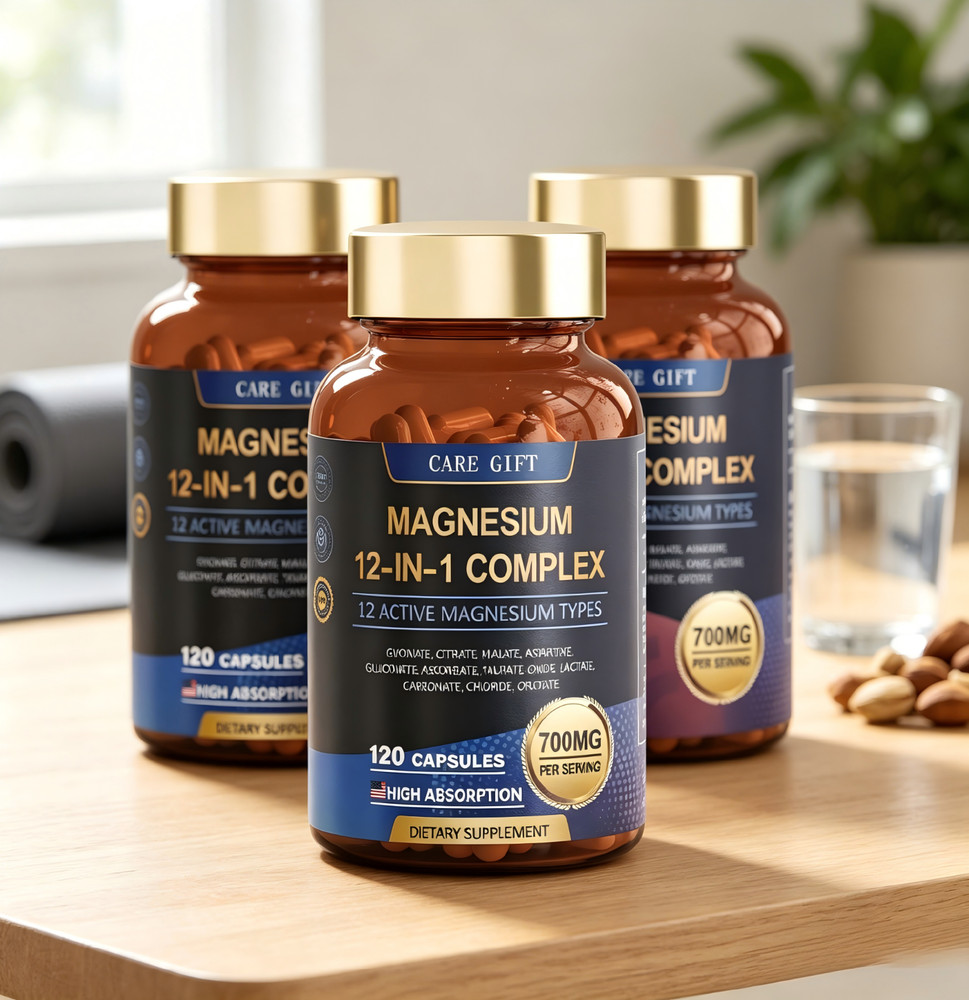 3-Pack Magnesium Complex 700mg: Glycinate Citrate Malate, Muscle & Heart, 120 Ca