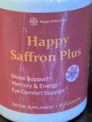 Happy Saffron Plus Mood Support, Memory & Energy Exp 3/23/2028, 90 Capsules