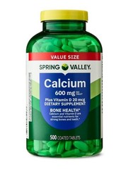 Spring Valley Calcium Plus Vitamin D Tablets, 600 mg, 500 Count