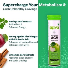 OZiva ACV Moringa Effervescent Tablets Green Apple 120 Tablets 8 Pack
