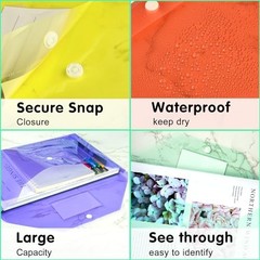 18 Pack Plastic Envelopes Plastic Folders with Snap Closure, 18 pcs Multicolor