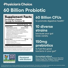Physician’s Choice Probiotics 60 Billion CFU10 Strains + Organic Prebiotics NEW