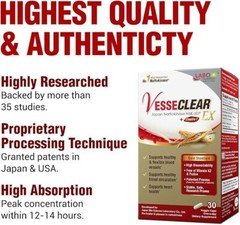 LABO Nutrition VesseCLEAR EX: Nattokinase NSK-SD+Elastin 30 Count (Pack of 3)