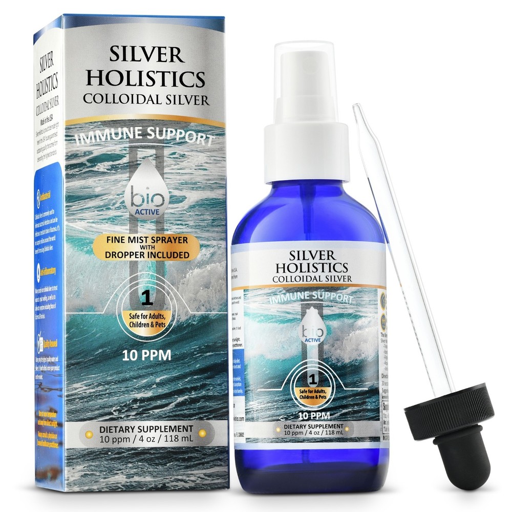 Silver Holistic Colloidal Silver Liquid Spray Immune Support Supplement Solution