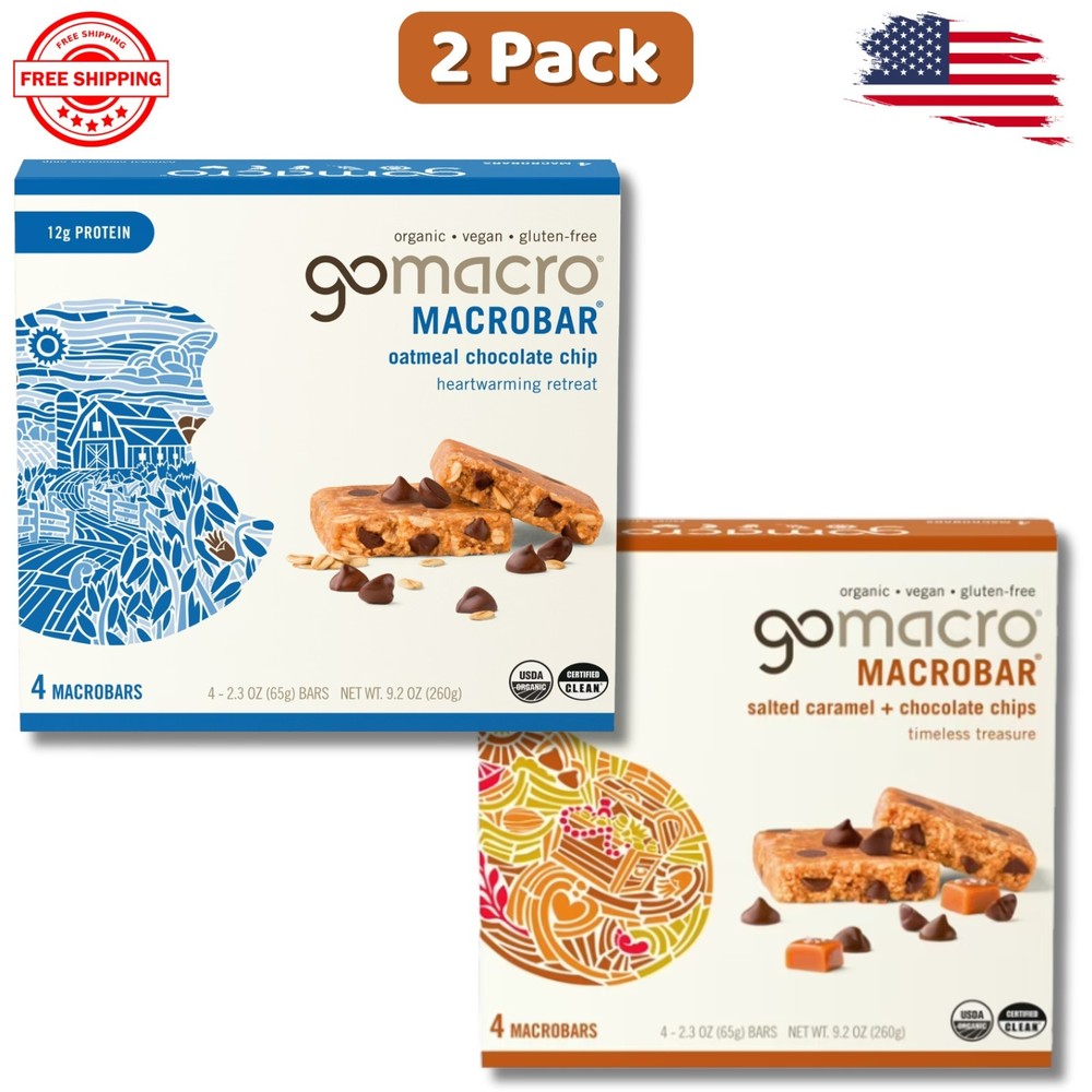 GoMacro Bar Organic-Vegan Protein-Bars, Verity-pack Chip (2.3oz) (8-Ct}