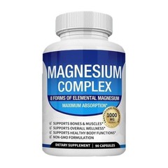 Magnesium Complex 8 Elemental Magnesium Supplement 1000mg Non-GMO 90 Capsules