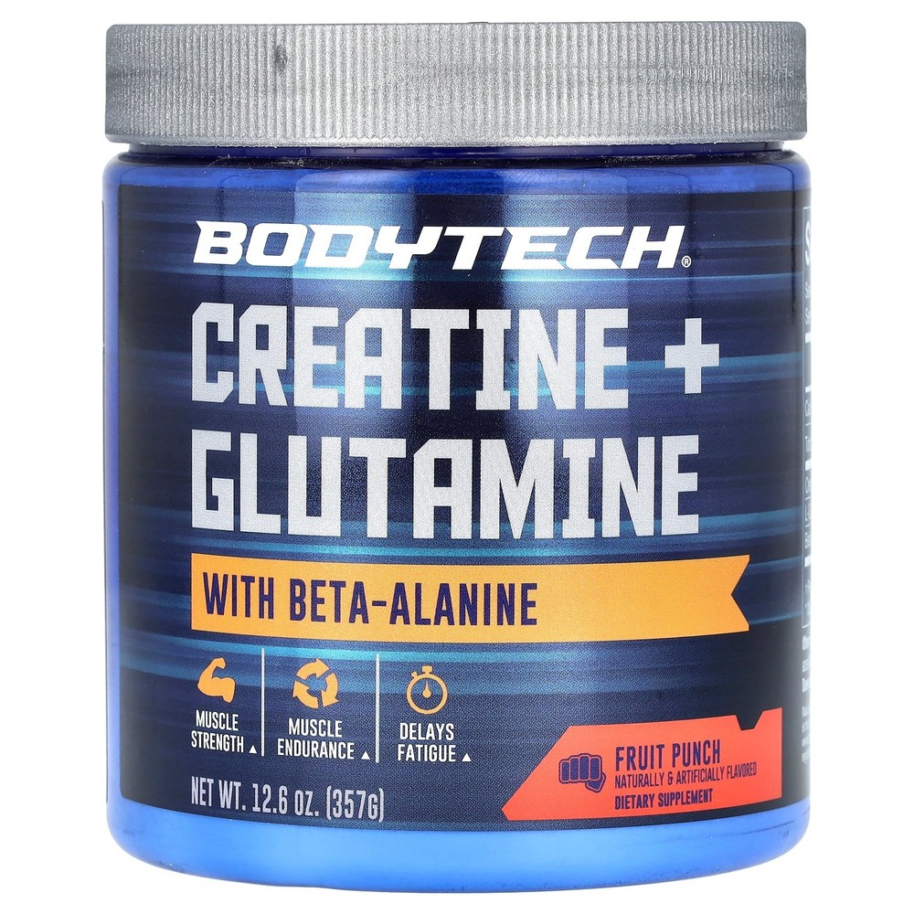2 X BodyTech, Creatine + Glutamine with Beta-Alanine, Fruit Punch, 12.6 oz (357