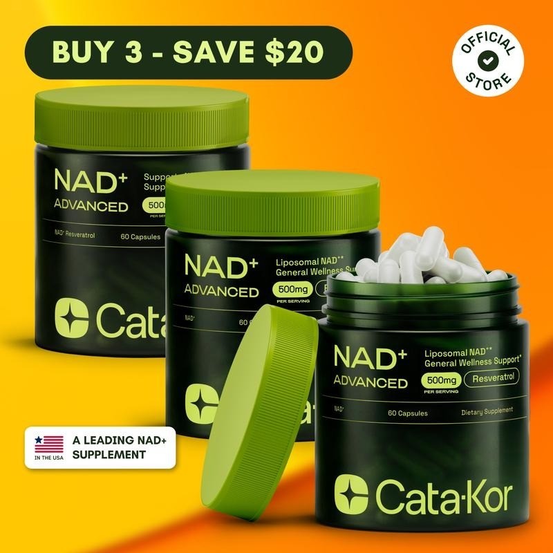 3x Cata-Kor NAD+ Advanced – NAD Supplement with Resveratrol – 180 Capsules-