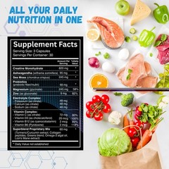 ALL-IN-ONE Supplement Creatine Capsules, Ashwagandha, Sea Moss, Magnesium
