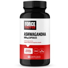 Force Factor Ashwagandha Supplements Made w/ 600mg Vegan Ashwagandha Powder 60ct