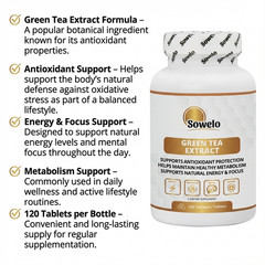 Green Tea Extract 1000mg Tablets – Antioxidant, Energy & Metabolism – Sowelo