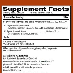 Bacillus B3 Probiotics – Bacillus Subtilis, Coagulans Clausii Enzymes prebiotic