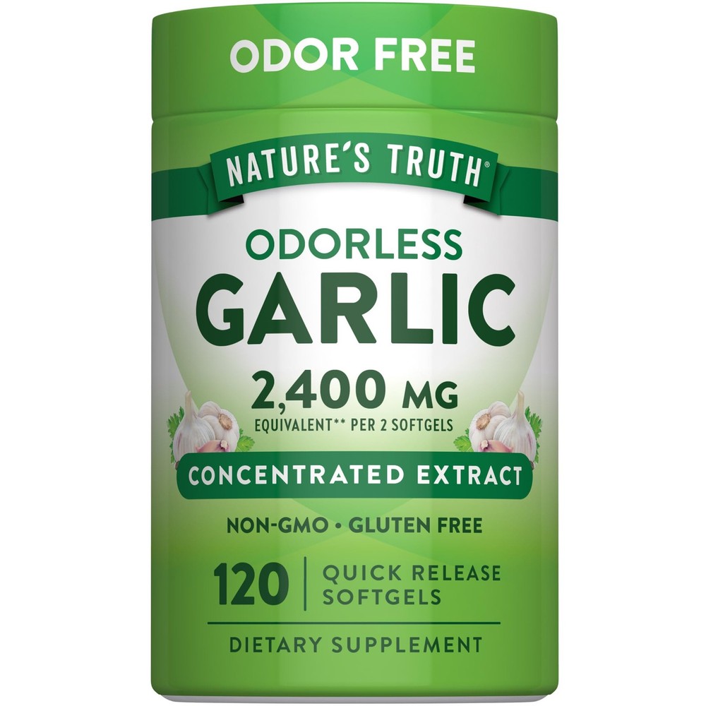 Nature’s Truth Odorless Garlic | 120 Softgels | 120 Count (Pack of 1), Green