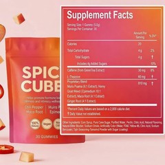 Peach Gummies Spicy Cubes 30 Gummies 1/2 Bag Support designed for Calm and Relax