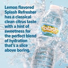 SPLASH REFRESHER Flavored Water Bottles, Lemon 16.9 Fl Oz Pack of 6, Clear
