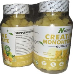 Creatine Monohydrate Gummies ~Lemon~NOAVII 5000 mg~Two Bottles 90 ea 11/2026